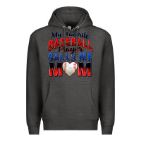 Charcoal Heather my favorite baseball player calls me mom Premium Hoodie - Zillion Design Studio