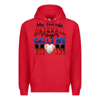 Red my favorite baseball player calls me mom Premium Hoodie - Zillion Design Studio