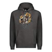 Charcoal Heather Boho wolf skull Premium Hoodie - RanaPortraitStore