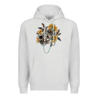Dove Grey Boho wolf skull Premium Hoodie - RanaPortraitStore
