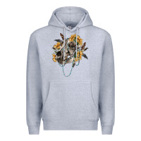 Heather Grey Boho wolf skull Premium Hoodie - RanaPortraitStore