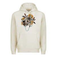 Oatmeal Heather Boho wolf skull Premium Hoodie - RanaPortraitStore