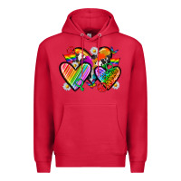 Cardinal pride hearts Premium Hoodie - texasbilliewilder