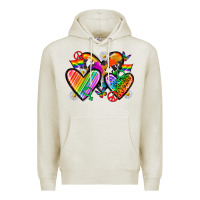 Oatmeal Heather pride hearts Premium Hoodie - texasbilliewilder