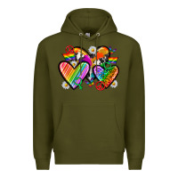 Army Green pride hearts Premium Hoodie - texasbilliewilder