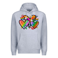 Heather Grey pride hearts Premium Hoodie - texasbilliewilder