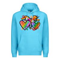 Ocean Blue pride hearts Premium Hoodie - texasbilliewilder