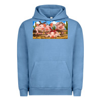 Pigment Pebble Blue Pig Farm Urban Hoodie - RanaPortraitStore