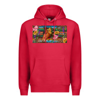 Cardinal Brown horse with flowers and leopard Premium Hoodie - RanaPortraitStore