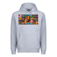 Heather Grey Brown horse with flowers and leopard Premium Hoodie - RanaPortraitStore