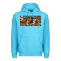 Ocean Blue Brown horse with flowers and leopard Premium Hoodie - RanaPortraitStore
