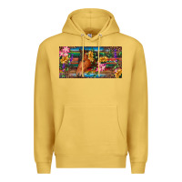 Antique Gold Brown horse with flowers and leopard Premium Hoodie - RanaPortraitStore