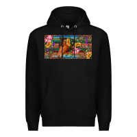 Black Brown horse with flowers and leopard Premium Hoodie - RanaPortraitStore