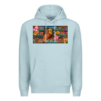 Blue Mist Brown horse with flowers and leopard Premium Hoodie - RanaPortraitStore