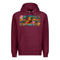Burgundy Brown horse with flowers and leopard Premium Hoodie - RanaPortraitStore
