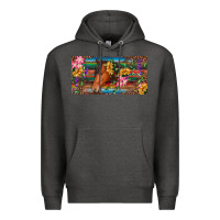 Charcoal Heather Brown horse with flowers and leopard Premium Hoodie - RanaPortraitStore