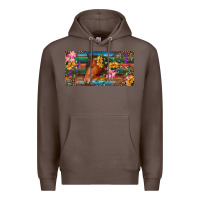 Coffee Brown horse with flowers and leopard Premium Hoodie - RanaPortraitStore