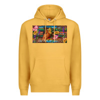 Mustard Brown horse with flowers and leopard Premium Hoodie - RanaPortraitStore