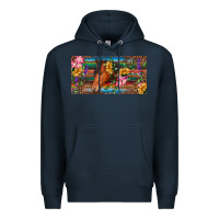 Navy Brown horse with flowers and leopard Premium Hoodie - RanaPortraitStore