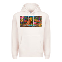 Pale Pink Brown horse with flowers and leopard Premium Hoodie - RanaPortraitStore