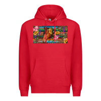 Red Brown horse with flowers and leopard Premium Hoodie - RanaPortraitStore
