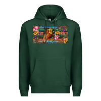 Sports Green Brown horse with flowers and leopard Premium Hoodie - RanaPortraitStore