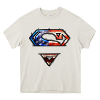 Cream super american flag logo Heavy Core Tee - LillyAllenDesigns