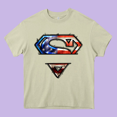 Super American Flag Logo Heavy Core Tee Designed By Lillyallendesigns