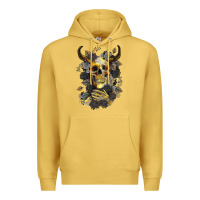 Antique Gold Bull Human Skull With Gold Roses Premium Hoodie - RanaPortraitStore