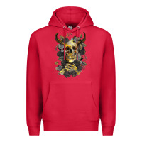 Cardinal Bull Human Skull With Gold Roses Premium Hoodie - RanaPortraitStore