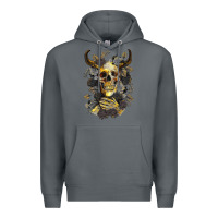 Rock Bull Human Skull With Gold Roses Premium Hoodie - RanaPortraitStore