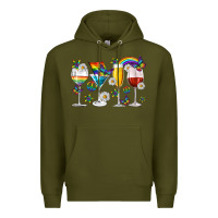 Army Green pride lgbtq wine cups and glasses Premium Hoodie - texasbilliewilder