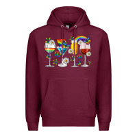 Burgundy pride lgbtq wine cups and glasses Premium Hoodie - texasbilliewilder