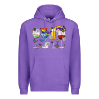 Purple pride lgbtq wine cups and glasses Premium Hoodie - texasbilliewilder