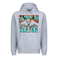 Heather Grey wranglin mama Premium Hoodie - Zillion Design Studio
