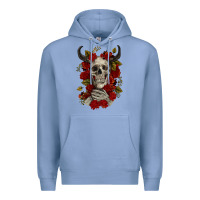 Colony Blue Bull Human Skull With Roses Premium Hoodie - RanaPortraitStore