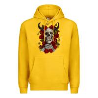 Lemon Bull Human Skull With Roses Premium Hoodie - RanaPortraitStore