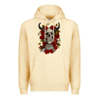 Pina Colada Bull Human Skull With Roses Premium Hoodie - RanaPortraitStore