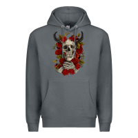 Rock Bull Human Skull With Roses Premium Hoodie - RanaPortraitStore