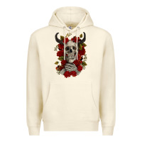 Sandshell Bull Human Skull With Roses Premium Hoodie - RanaPortraitStore