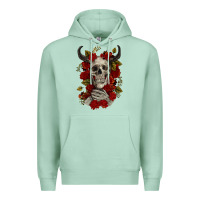 Seafoam Bull Human Skull With Roses Premium Hoodie - RanaPortraitStore