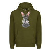 Army Green Bunny Face Premium Hoodie - RanaPortraitStore