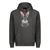 Charcoal Heather Bunny Face Premium Hoodie - RanaPortraitStore