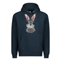 Navy Bunny Face Premium Hoodie - RanaPortraitStore