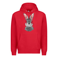 Red Bunny Face Premium Hoodie - RanaPortraitStore