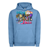 Pigment Pebble Blue resting nurse face Urban Hoodie - Zillion Design Studio