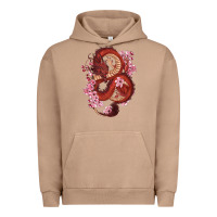 Pigment Burro red dragon and sakura cherry blossoms Urban Hoodie - RanaPortraitStore