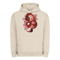 Pigment French Oak red dragon and sakura cherry blossoms Urban Hoodie - RanaPortraitStore