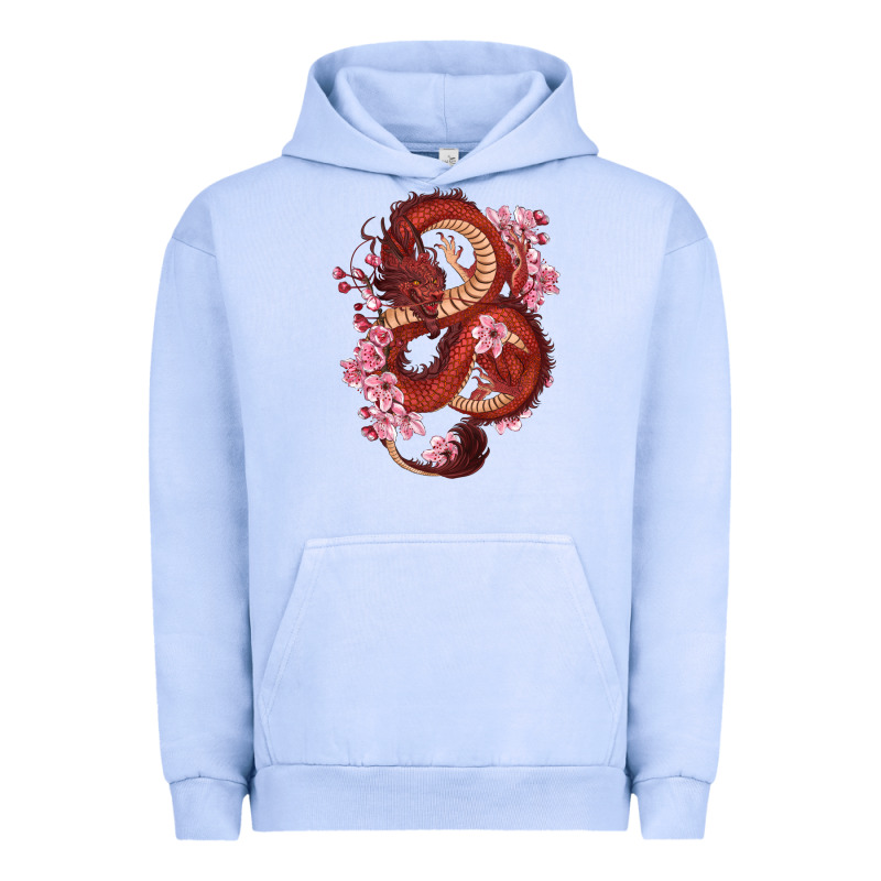Red Dragon And Sakura Cherry Blossoms Urban Hoodie by RanaPortraitStore | Teevron