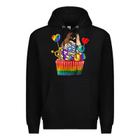 Black pride rainbow cupcake Premium Hoodie - texasbilliewilder